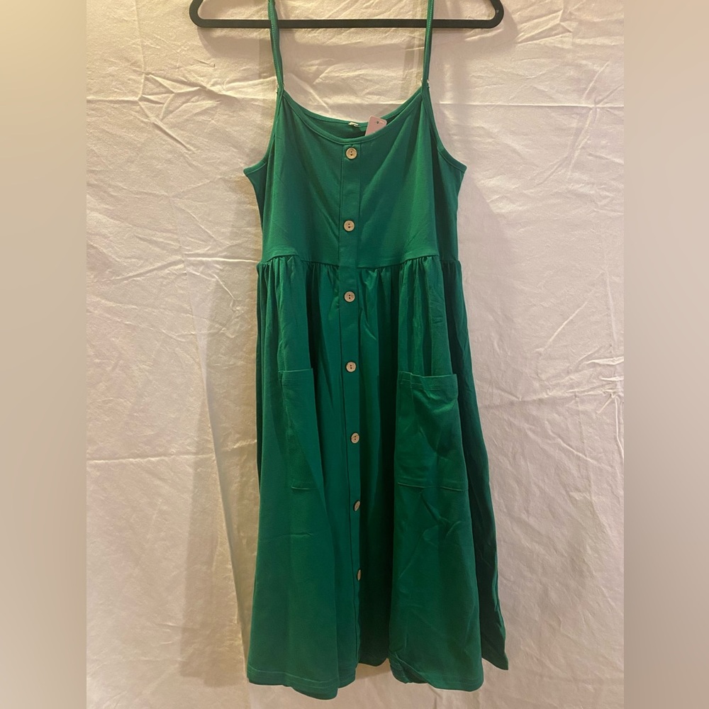New Green Button Dress